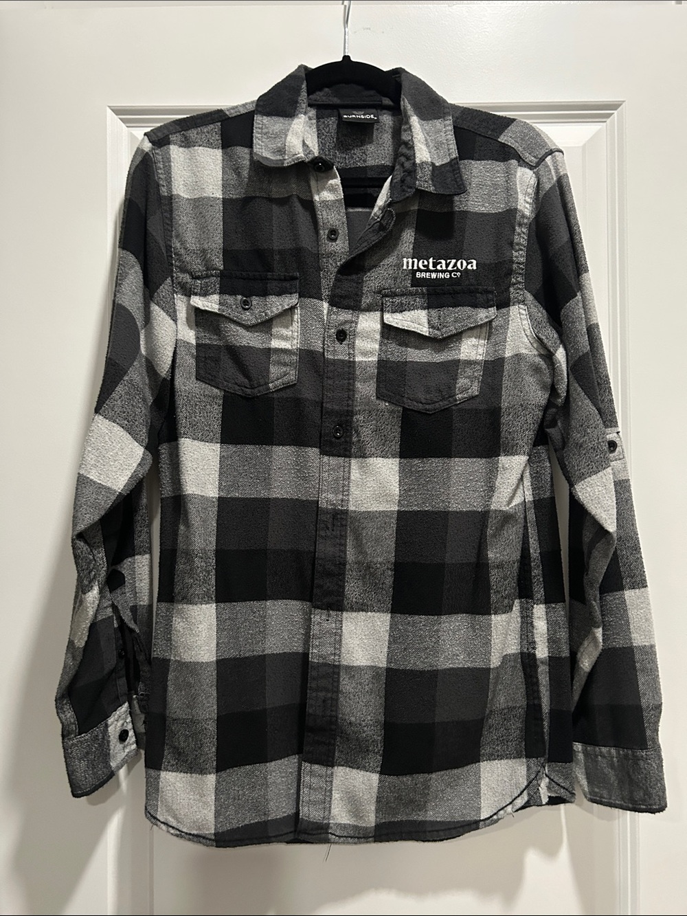 Local Brewery Metazoa Black & WhiteButton-Front Flannel Shirt